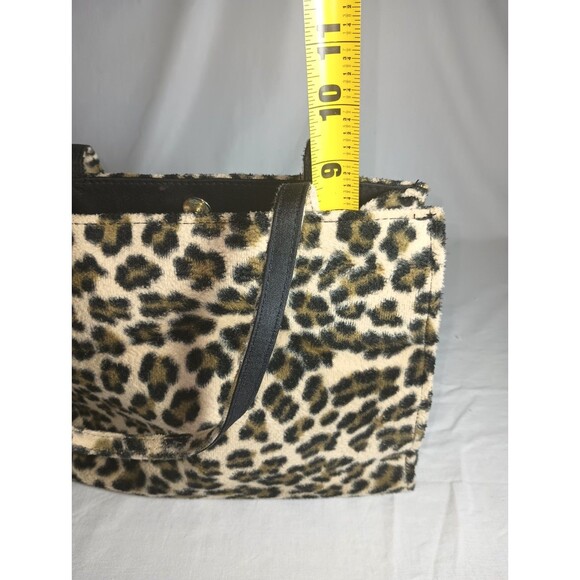 Cheetah Print Shoulder Baquette Pocketbook Purse Faux Fur Academia Y2K Mob Wife - Picture 4 of 6